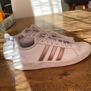 Rose gold and white adidas